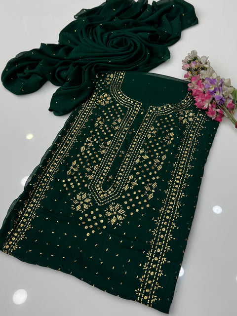 Indian Golden Mukesh Work Chiffion 2 Pc Dress 👗