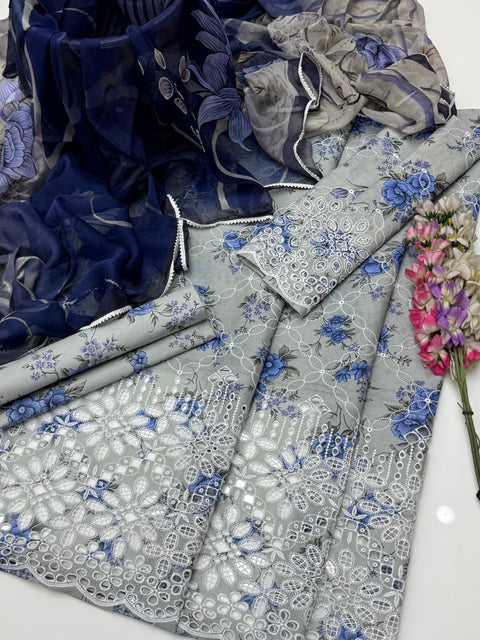 Shiffile Chikankari Digital Printed Pure Lawn 3 Pc 👗
