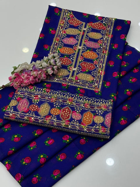 🔥 Winter’s Beautiful Embroidered Galla Daman Digital Printed 2 PC Dress