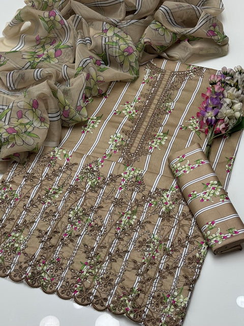 Beautiful Chikankari & Sequence Work 🧵 Digital Printed Lawn 3 Pc Dress 👗