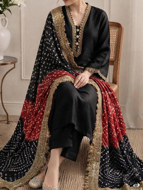 💕 #TRENDING #CHUNRI MEDIUM SILK 3 PC 💕