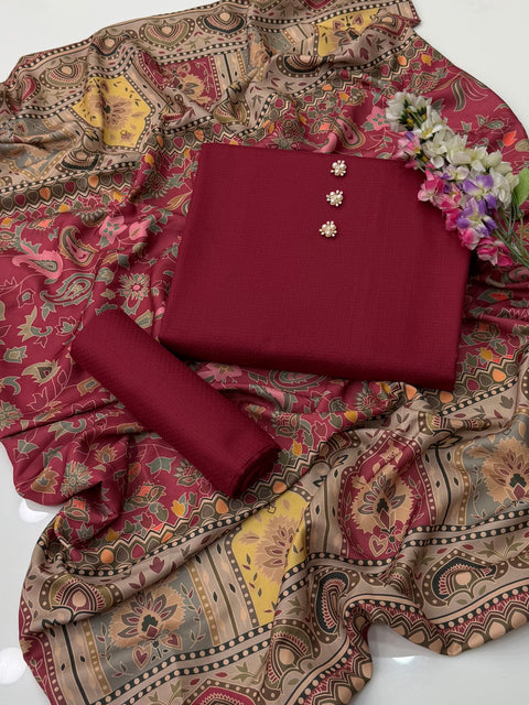 💕 #WINTER’s #Kalamkari Shawl With Dhanak 3PC 💕