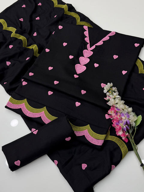 💕 #WINTER’s #TRENDING HEART 🖤 EMBROIDERY 3PC 💕