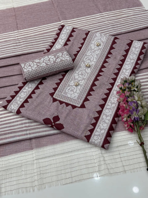 🔥 #WINTER’s Beautiful Handmade Style Cross Stitch Applique Soft Khaddar 3 Pc Dress 👗