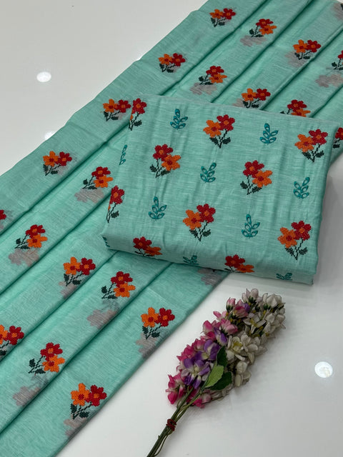 Beautiful Cross Stitch Embroidery 🧵 With Chikankati Boring Work Paper Cotton 2 Pc Dress 👗