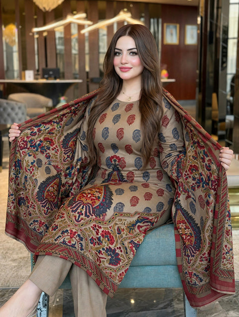 🔥 KALAMKARI PASHMINA 3PC 🔥