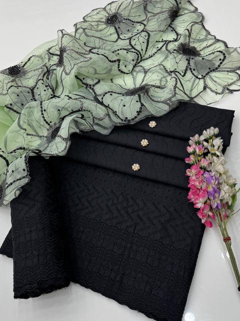 Shiffile Chikankari Embroidery 🧵 Cotton Lawn With Fancy Oil Paint 🎨 Duppata 3 Pc 👗