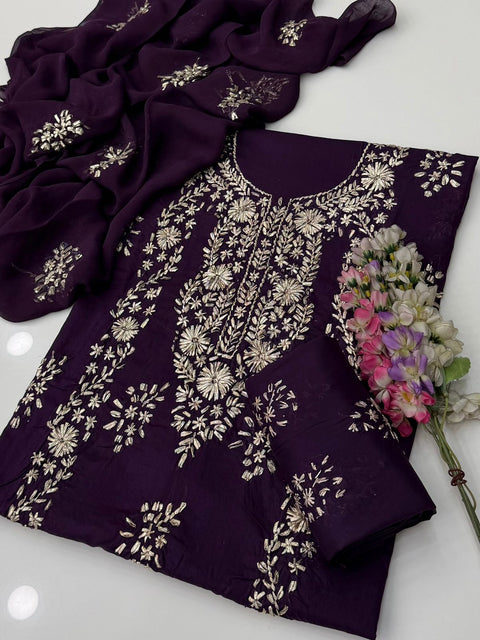 💕 Handmade Traditional Goota Work Embroidery 🧵 Pure Lawn 3 PC Dress 👗