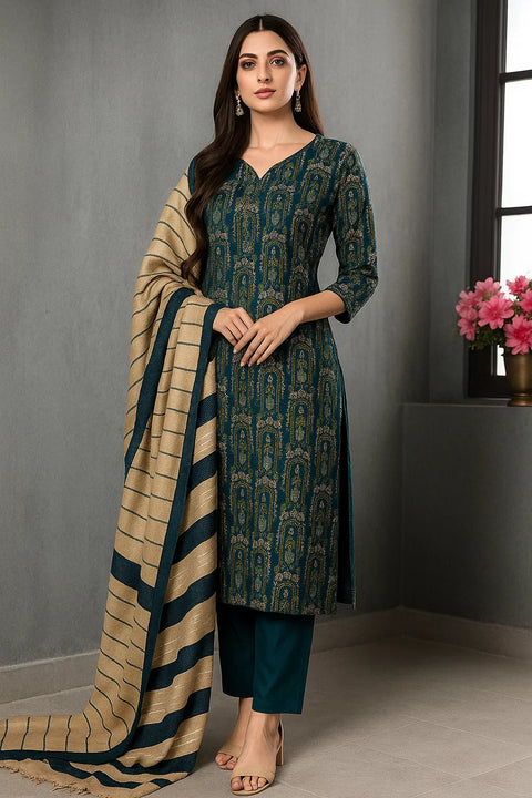 Beautiful & Elegant Style Dhanak Marina Bareeze Embroidered 3 PC Dress 👗