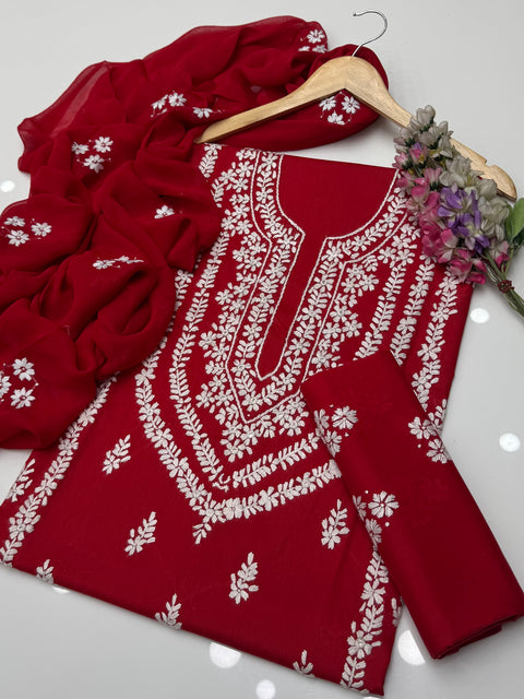Handmade Pakka Tanka Embroidery 🪡 With Sheesha 🪞 Work Pure Lawn 3 Pc Dress 👗
