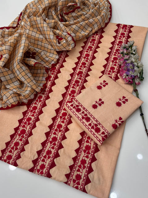 Beautiful Handmade Pakka Tanka With Applique Ralli Work Khaadi Khaddar 3 Pc Dress 👗