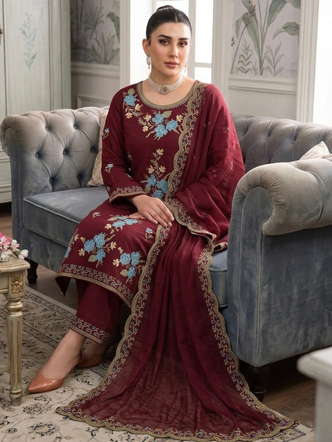 💕 Beautiful Handmade Style Cross Stitch Embroidery 3 Pc Dress 👗