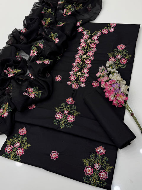 🔥 Elegant Boutique Fancy Cross Stitch Sequence Cotton Lawn 3 PC Suit 👗