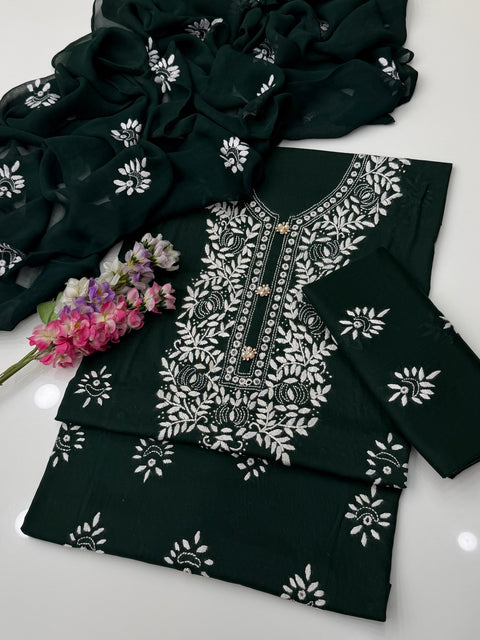 🔥 Traditional Handmade Style Pakka Sheesha Work 🧵 Pure Lawn 3PC Dress 👗