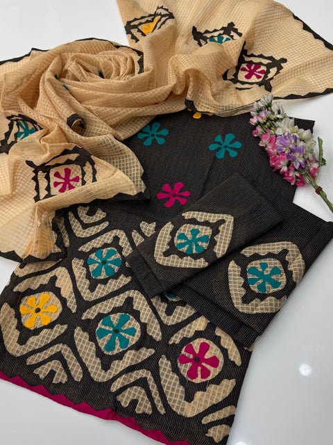 Handcrafted Applique Rally Work Khaadi Lawn 3 Pc Dress 👗