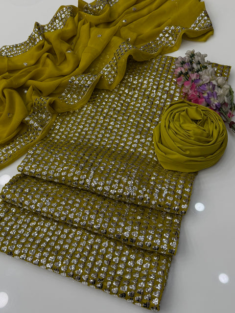 🔥 Trending Article Of Hania Amir Party Wear Sequence Work Chiffion 3 Pc Dress 👗