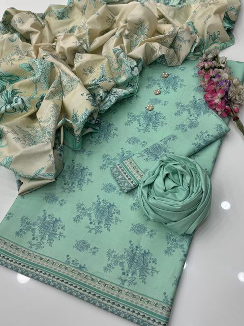 💯% ORIGINAL Mausummery Brand Digital Printed Linen 3 Pc Dress 👗