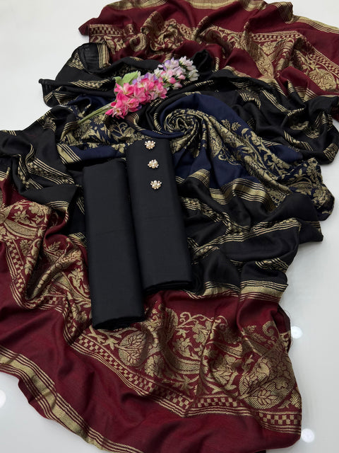 💕 #Winter’s Jacquard Pashmina Shawl With Dhanak 3 PC Dress 👗