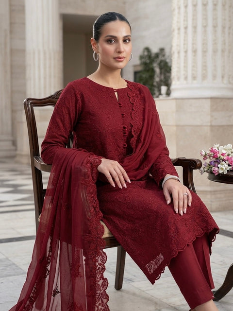 🔥 Shiffle Chikankari Jaal Lawn Shirt & Trouser With Chiffion Cut Work 3 Pc 👗