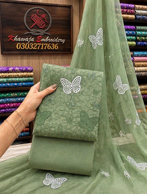 💕 #CHIKANKARI Maria.b Butterfly 🦋 Shiffile Chikankari Embroidery 🧵 Lawn 3 PC Dress 👗