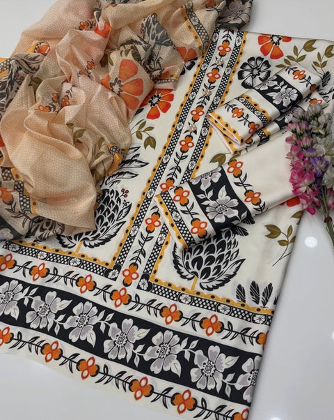 💕 ONLY 2450/-PKR #BRANDED SILK 3PC 💕
