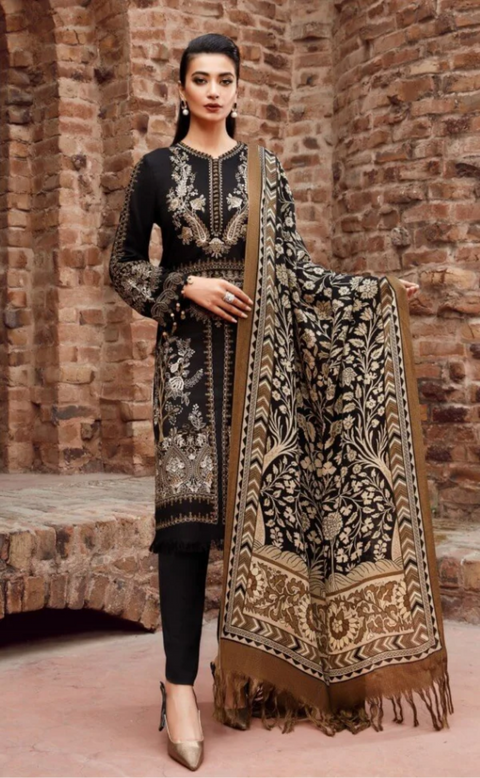 Branded Hit Codes Boutique Style Embroidered Soft Khaddar & Dhanak 3 PC Dress 👗