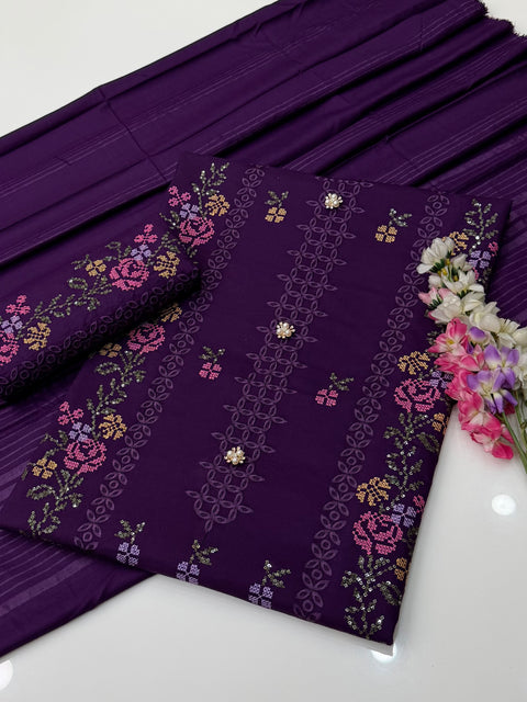 💕 #Winter’s Trending Design Chikankari & Cross Stitch 3 PC 👗
