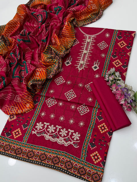 Beautiful Galla Daman Chikankari Embroidery 🧵 Lawn 3 PC Dress 👗