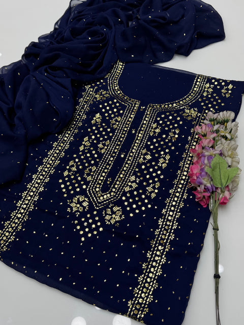 Indian Golden Mukesh Work Chiffion 2 Pc Dress 👗