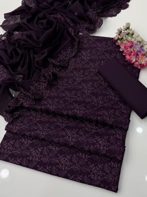 🔥 Most Demanded Article Shiffle Chikankari 🧵 Lawn 3 Pc 👗