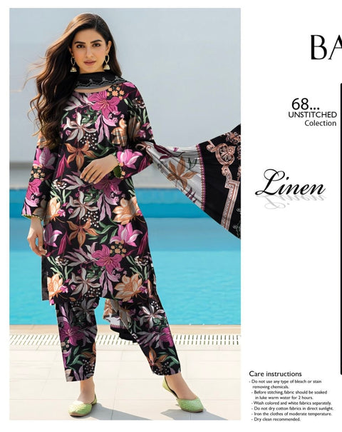 💕 Branded Hit Codes Digital Printed Premium Linen 3 Pc 👗