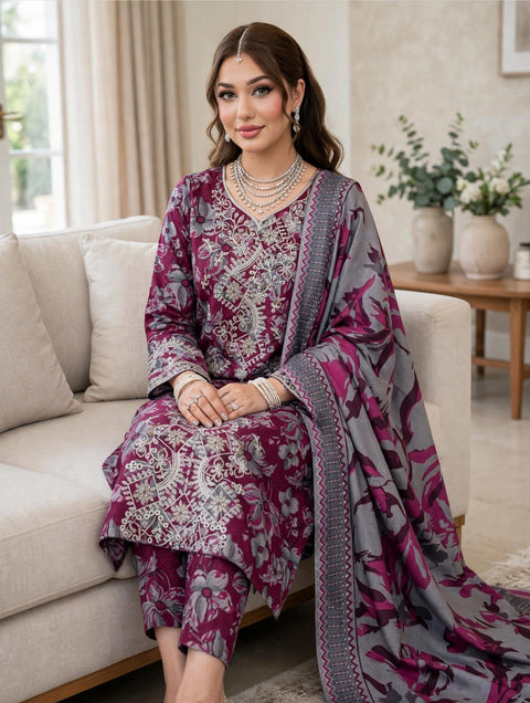 💕 ONLY 2850/-PKR #DHANAK #WINTER’s 3 PC 💕