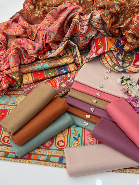 💕 #WINTER’s #KALAMKARI SHAWLS WITH DHANAK 3PC💕