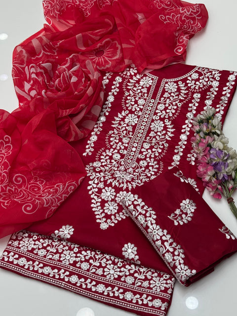 Handmade Style Unique Thread Embroidery 🧵 Lawn 3 Pc Dress 👗
