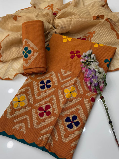 Handcrafted Applique Rally Work Khaadi Lawn 3 Pc Dress 👗