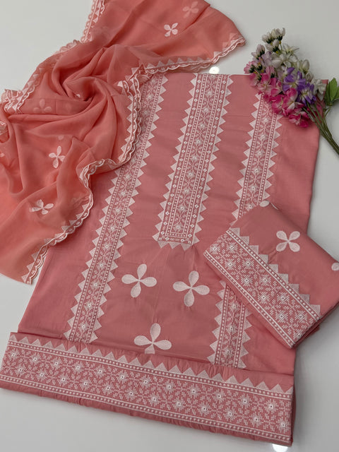 🔥 Most Demanded Applique & Cross Stitch Embroidery 🧵 Lawn 3 Pc Dress 👗