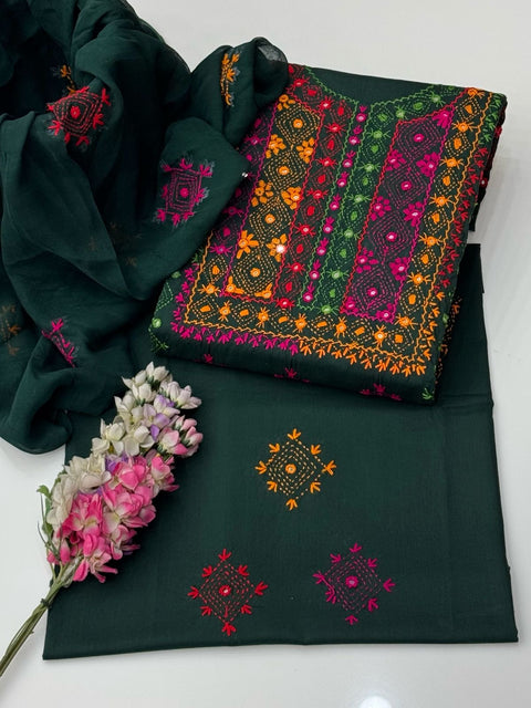 Handmade Afghani Pasham Embroidery 🧵 Lawn 3 Pc Dress 👗