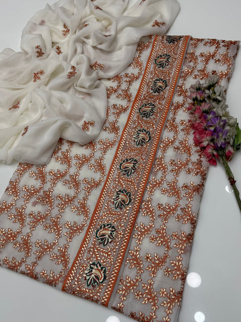 Handmade Goota Style Thread Embroidery 🧵 Soft Chiffion Shirt Duppata 2 Pc 👗