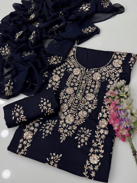 💕 Handmade Traditional Goota Kinari Work Embroidery 🧵 Pure Lawn 3 Pc Dress 👗