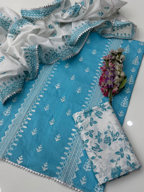Beautiful Cross Stitch Tanka Embroidery 🧵 Pure Lawn 3 Pc 👗