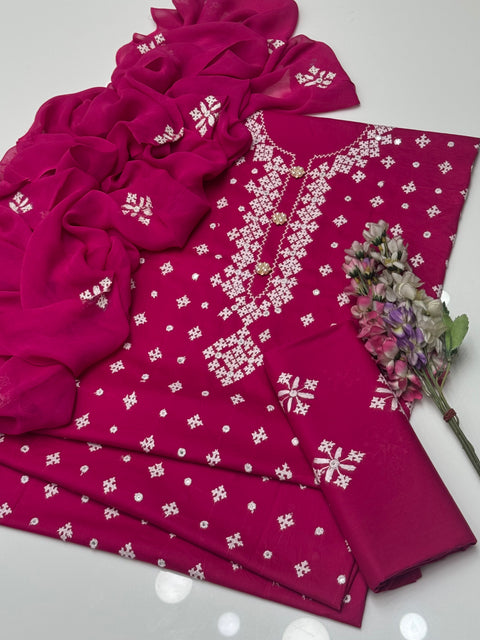 Handmade Sindhi Sheesha Embroidery 🧵 Pure Lawn 3 Pc 👗