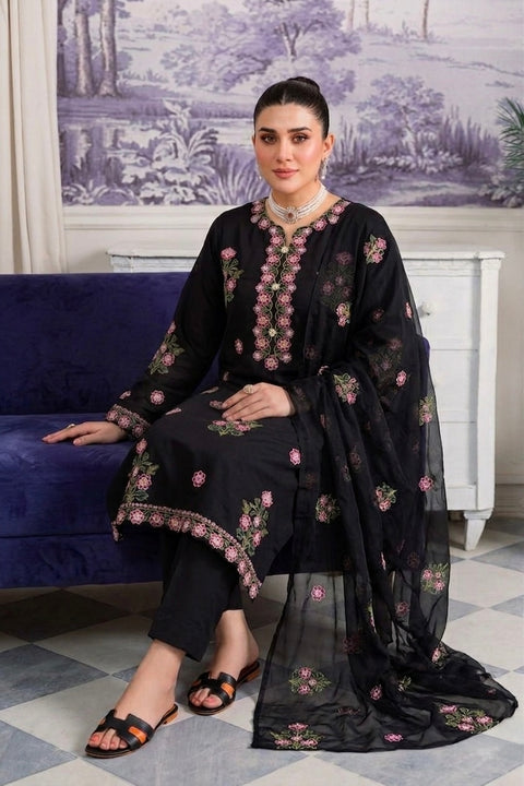🔥 Elegant Boutique Fancy Cross Stitch Sequence Cotton Lawn 3 PC Suit 👗