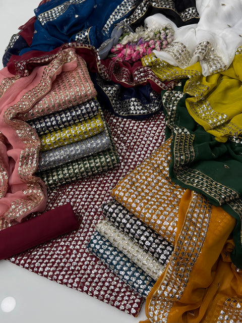 🔥 Trending Article Of Hania Amir Party Wear Sequence Work Chiffion 3 Pc Dress 👗