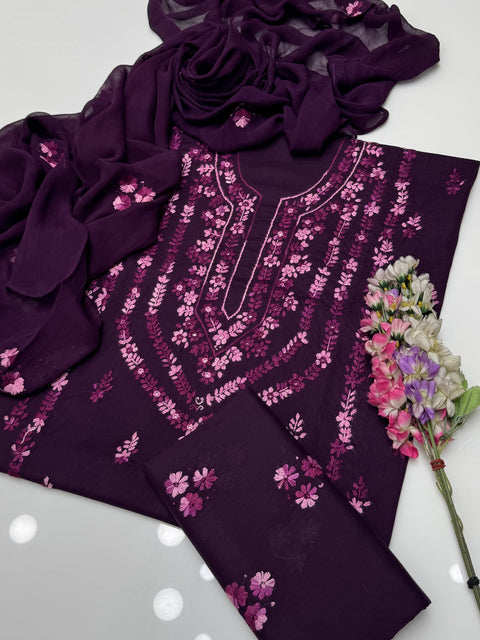 💕 Shop The Latest Styles Handmade Pakka Tanka Thread 🧵 Embroidery Lawn 3 Pc 👗