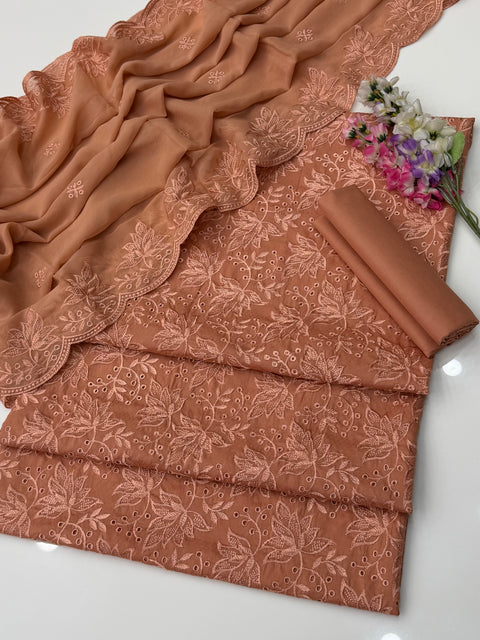 ‼️ #Most Beautiful & Trending Chikankari Boring Work Embroidery 🪡 Lawn 3 PC Dress 👗