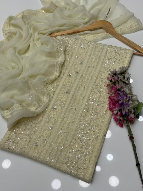 Fancy Chikankari And Sequence Work Embroidery 🧵 Soft Chiffion 2 Pc Dress 👗