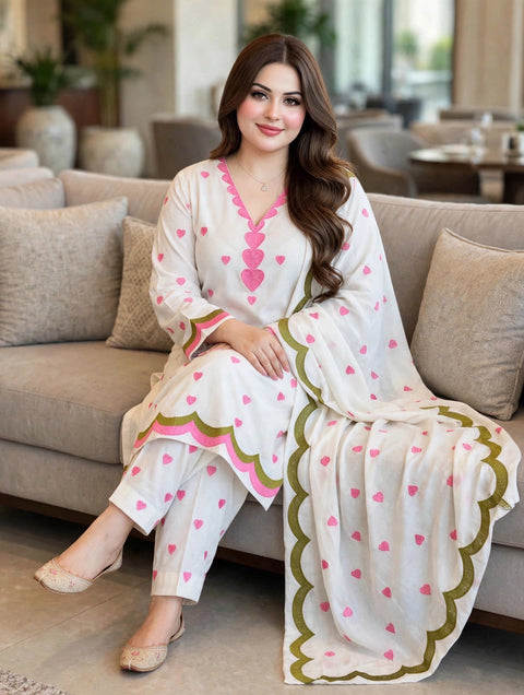 💕 #WINTER’s #TRENDING HEART 🖤 EMBROIDERY 3PC 💕