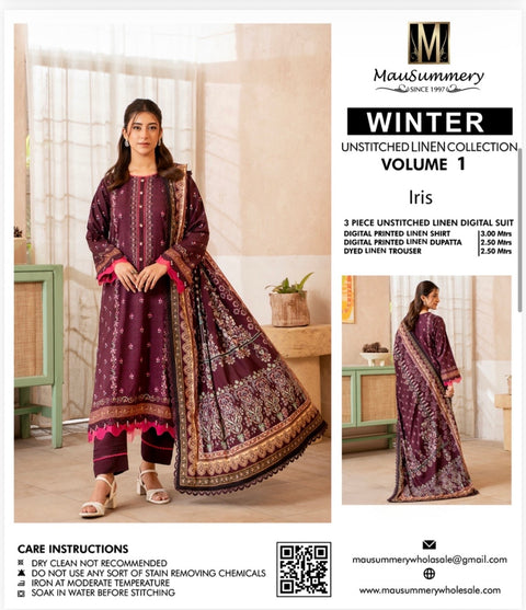 🔥 💯% Original Mausummery Brand Digital Printed Linen 3 Pc Dress 👗