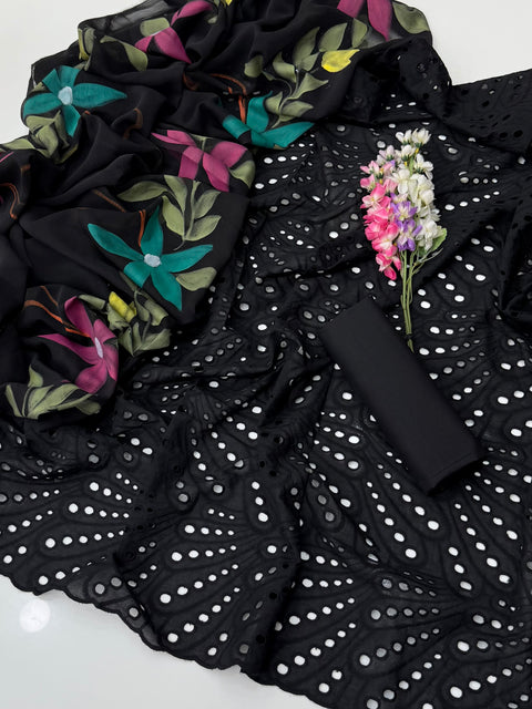 💕 #BLACK #CHIKANKARI 3PC 💕
