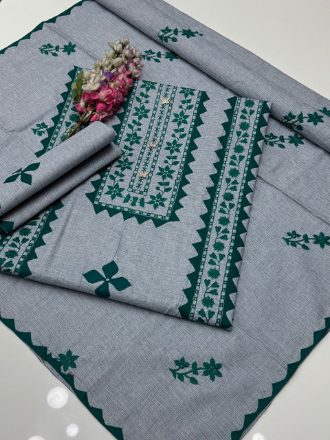 Winter’s Handmade Applique Ralli Work Soft Khaddar 3 Pc Dress 👗